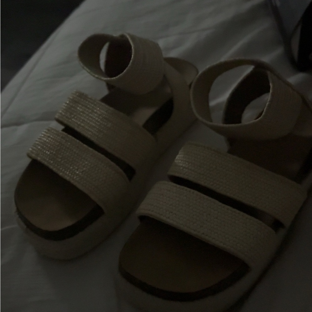 Cream Minimalist Sandals with Wide Straps